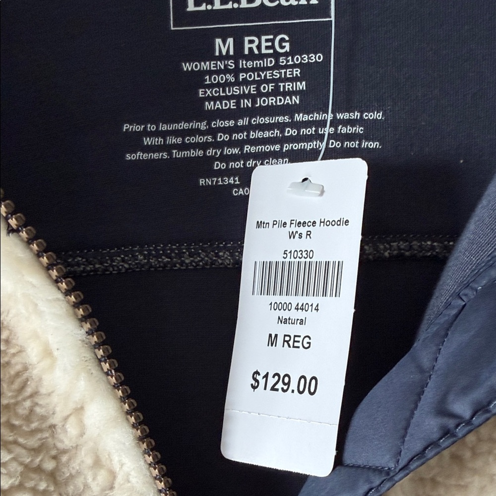 L.L. Bean Mountain Pile Fleece Hoodie Womens M Jacket NWT Cozy Warm Teddy - Picture 3 of 11